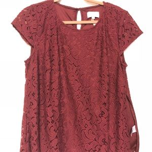 EUC Worn 1 time!! Lace Burgundy Top